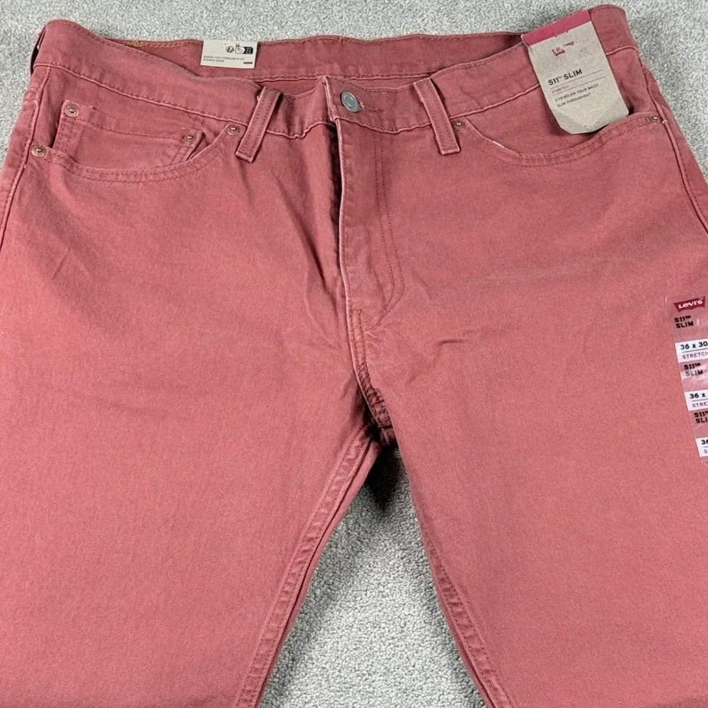 Levi's 511 Slim Jeans Mens 36x30 Pink NWT Stretch Denim Pants 04511-6090